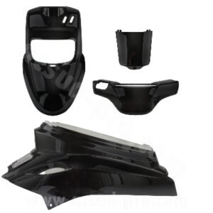 KIT CARROSSERIE ADAPT. MBK 50 BOOSTER 2004-2017 / YAMAHA 50 BWS 2004-2017 ( TYPE ORIGINE) NOIR METAL  (4 PIECES)