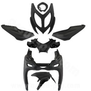 KIT CARROSSERIE ADAPT. MBK 50 NITRO 2013> / YAMAHA 50 AEROX 2013> NOIR MAT  (7 PIECES)