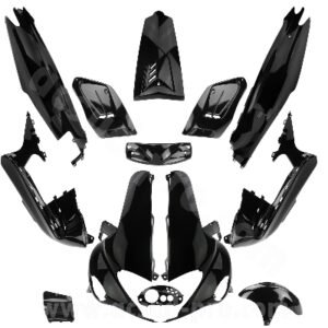 KIT CARROSSERIE ADAPT. GILERA RUNNER 1997-2004  50-125-180CC  NOIR BRILLANT (13 PIECES)