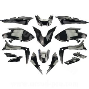 KIT CARROSSERIE ADAPT. YAMAHA TMAX 530cc 2017-2019 SX / DX NOIR BRILLANT (15 PIECES)
