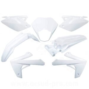 KIT CARROSSERIE  ADAPT. RIEJU 50 MRT 2009>. MRT ENDURO 2009>. MRT PRO 2009>. MRT SM 2009> 125 MARATHON ->2022  (7 PIECES) BLANC
