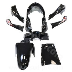 KIT CARROSSERIE ADAPT. SYM SYMPHONY SR50-125CC 2010-2020 NOIR BRILLANT (8 PIECES)